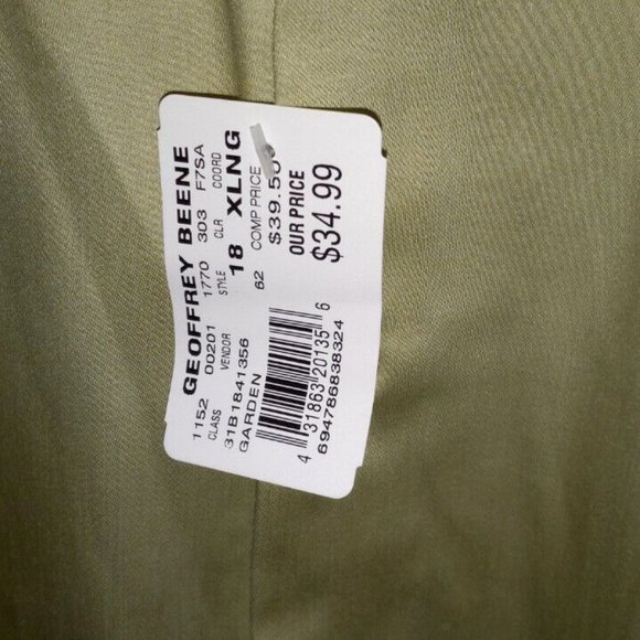 Geoffrey Beene Men’s XXLarge 18Sateen Dress Shirt Light Sage Green New Tags - Picture 4 of 4